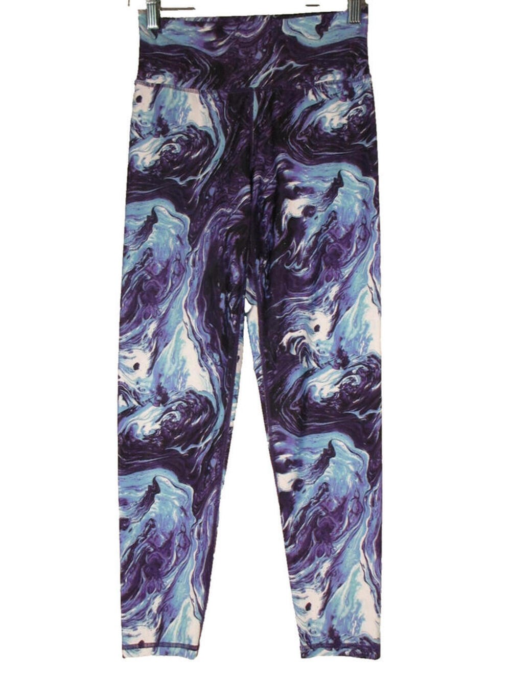 Kyodan Womens High Waisted Athletic Leggings Skinny Leg Size S Purple/Blue